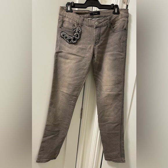 Grey Low Rise Denim with Beaded Appliqué - Picture 1 of 2